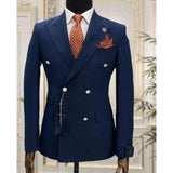 Aidase Formal Double Breasted Navy Blue Wedding Men's Suits High Quality Peak Lapel Groom Outfits Blazer Slim Fit 2 Piece Jacket Pants aidase-shop