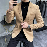 Aidase men's winter outfits Spring Suede Suit Jacket Men Casual Business Slim Fit Blazer Deerskin Leather Jacket Men Wedding Street Wear Social Coat aidase-shop