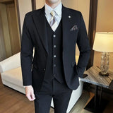 Aidase (Blazer + Vest + Trousers) 2024 New Men Formal Business Solid Suit 3 Pieces Set Italian Style Luxury Wedding Social Party Tuxedo aidase-shop