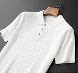 Aidase Luxury senior waffle jacquard knitting T-shirt for men summer fashion Korean version lapel casual short sleeve polo shirt aidase-shop