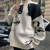 Aidase Large Size Knitted Sweater High Street Design Niche American Retro Sweater Men'S Tops Lazy High-End Versatile Knitted Sweater aidase-shop