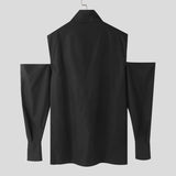 Aidase Men Irregular Shirt Solid Turtleneck Long Sleeve Off Shoulder Streetwear Men Clothing Fashion Casual Camisas S-5XL aidase-shop