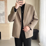 AIDASE  -  Men Autumn Winter Loose Casual Thicken Quilted Woolen Blazers Suit Jacket Office Man Business Retro Suit Coat Blazer Outerwear aidase-shop