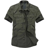 Aidase Summer New Fashion Cotton Casual Shirts Men Loose Shirts Short Sleeve Turn-down Collar Military Style Male Tops aidase-shop