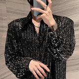 Aidase Mens Y2k Sequin Shoulder Pad Jacket Nightclub Personality Temperament Fashion Youth Long-Sleeve Performance Costumes 2024 Summer aidase-shop