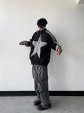 Aidase Spring Bomber Jacket Men Women Vintage Star Pattern Harajuku Y2k Windbreaker Coat Streetwear Zipper Patchwork Outerwear Unisex aidase-shop