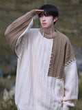 Knitted Sweater Men Pullover Oversize Sweaters Male Winter Harajuku Casual Streetwear Patchwork Autumn Hip Hop Spliced aidase-shop