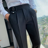 Aidase British Style Autumn New Solid High Waist Trousers Men Formal Pants High Quality Slim Fit Business Casual Suit Pants Hommes aidase-shop