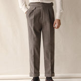 British High Waist Pants Office-trousers Autumn Winter Men's Warm Retro Straight Trouser Male Casual  Dress Pant Trousers aidase-shop