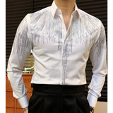 Aidase High Quality Long Sleeved Shirt Spring Hot Diamond Shirt For Men Casual Slim Fit Shirt Luxury Social Party Blouse Camisa Hombre aidase-shop