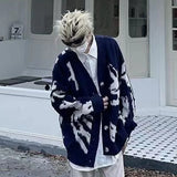 Aidase American Vintage Flocking Cardigan Knit Sweater Men's Clothing Loose Oversized Winter Cardigans Coats Y2k Hip-Hop Streetwear aidase-shop