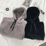 Pullover Hoodie Trendy Soft Couple Sweatshirt Men Women Plush Loose Hooded Sweatshirt for Outdoor aidase-shop