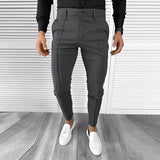 Aidase New Spring Men Casual Pants Streetwear Fashion Pure Color Mid Waist Slim Fit Pencil Pants For Male Vintage Pleated Suit Trouser aidase-shop