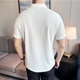 Aidase Men's Short-Sleeved White Golf Shirt, Seersucker Mesh Fabric, Ice Silk Thin High Elastic Half Zipper Polo Shirt,T-shirt aidase-shop