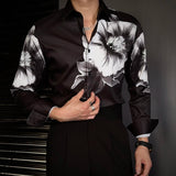 Aidase Flower Shirt Men High Quality Rhinestones Shirt For Men Streetwear Black White Shirt Men Social Club Outfits Camiseta Masculina aidase-shop