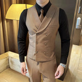 Aidase High Quality Double-Breasted Solid Men Vest Coat Korean Style Business Slim Fit Male Waistcoat Groom Wedding Dress Suit Vests aidase-shop