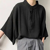 Aidase Summer Oversize Shirt Men's Fashion Dolman Sleeves Tops Casual Shirts Streetwear Korean Loose Short Sleeve Tee Shirts Pullover aidase-shop