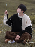 Knitted Sweater Men Pullover Oversize Sweaters Male Winter Harajuku Casual Streetwear Patchwork Autumn Hip Hop Spliced aidase-shop