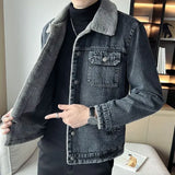 Aidase Coat for Men Plus Size Padded Warm Sherpa Winter 2024 Denim Jackets Man Gray Joker Low Price Worn of Fabric Casual Trendy aidase-shop