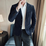 Aidase Men Spring High Quality Business Blazers/Male Slim Fit Corduroy Fashion Suit Jackets/Man leisure Tuxedo Plus Size S-4XL aidase-shop