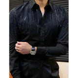 Aidase High Quality Long Sleeved Shirt Spring Hot Diamond Shirt For Men Casual Slim Fit Shirt Luxury Social Party Blouse Camisa Hombre aidase-shop