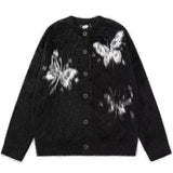 Aidase New Black Retro Cardigan Mens Autumn Seahorse Fur Butterfly Pattern Color Blocking Sweater Jacket Single Breasted Knitted Coats aidase-shop