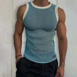 Aidase Men's Sexy See-through Mesh Vest Top T-shirt Casual Mesh Transparent Sleeveless Top Vest Beach Muscle Men Super Cool Clothing aidase-shop