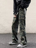 Aidase Trousers with Pockets Straight Splicing Men's Jeans Camouflage Man Cowboy Pants Wide Leg 2023 Korean Autumn Soft 90s Streetwear aidase-shop
