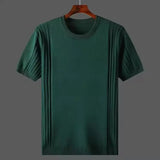 Aidase New Men Short Sleeve Breathable Leisure O-neck Slim Fit T-shirts Male Fashion Ice Silk Knitted Tops  Size Shirt aidase-shop