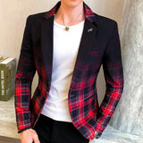 Aidase Spring New Colorblock Plaid Blazer Men Slim Casual Man Blazers Wedding Business Party Clothing Dress Coat Blazer M-3XL aidase-shop