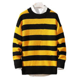 Aidase Plus Size Men Sweater Stripe Round Neck Loose Pullover Male Jumper Spring Sweater for Men Work Daily Wear Men Striped Pullovers