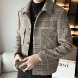 Aidase Male Coats Short Plaid Winter Sales of Men's Wool & Blends Jackets Clothing Fashion New in Vintage Aesthetic Harajuku Deals aidase-shop