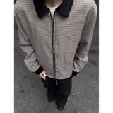 44.69Aidase American Retro Color-blocked Houndstooth Short Coat Men Trendy Spring Autumn Y2K High End Handsome Small Fragrant Apel Jacket aidase-shop