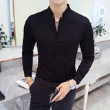 Aidase New Style Male Casual Dress Spring Long Sleeve Shirts/Men's High Quality Stand Collar Business Shirts/Plus Size S-5XL aidase-shop