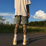 Aidase Denim Shorts Men's 2024 Summer High Street Capris Men Techwear Oversize Leisure Pants Unisex Streetwear Y2k Daisy Loose Jeans aidase-shop