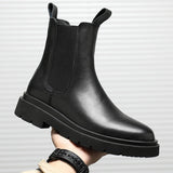 Aidase Autumn New Chelsea Boots for Men Black Boots Platform Shoes Fashion Ankle Boots Winter Slip on Men Shoes New Botines Mujer