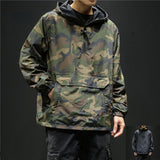 Wear On Both Sides Black Hoodies Streetwear Military Camouflage Jacket Men Korean Style Fashions Sweatshirt Harajuku Clothes aidase-shop