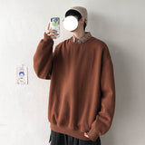 Aidase 2022 Sweatshirt Fall Harajuku O-Neck Oversized Sweater Casual Velvet Long Sleeve Basic Top Casual Wear aidase-shop