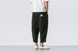 Aidase  Black Linen Cropped Trousers 2019 Ethnic Style Harem Pants Mens Baggy Pants Summer Japanese Loose Joggers aidase-shop