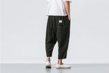 Aidase  Black Linen Cropped Trousers 2019 Ethnic Style Harem Pants Mens Baggy Pants Summer Japanese Loose Joggers aidase-shop