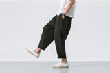 Aidase  Black Linen Cropped Trousers 2019 Ethnic Style Harem Pants Mens Baggy Pants Summer Japanese Loose Joggers aidase-shop