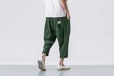 Aidase  Black Linen Cropped Trousers 2019 Ethnic Style Harem Pants Mens Baggy Pants Summer Japanese Loose Joggers aidase-shop