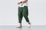 Aidase  Black Linen Cropped Trousers 2019 Ethnic Style Harem Pants Mens Baggy Pants Summer Japanese Loose Joggers aidase-shop