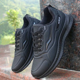 Spring Autumn Sneakers Leather Waterproof Sports Shoes Men's Casual Shoes Thick Rubber Soles Wear-resistant Black Work Shoes aidase-shop