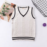 Men's Golf Vest V-Neck 100%cotton Striped Sleeveless Sweater Thick Clothes Autumn Preppy Style Vest Knitted Casual Male Sweaters aidase-shop