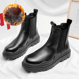 Aidase  Luxury Design Mens Platform Chelsea Boots Thick Bottom Split Leather Ankle Boots Male Footwear Round Toe Short Martins Boots aidase-shop