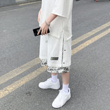 Aidase Men Casual Shorts Summer Knee-length Side Buttons Patchwork Fake 2 Pieces Harajuku High Street Wear Retro Jogger Baggy Oversize aidase-shop