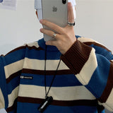 Aidase Pullovers Men Long Sleeve Tops Fall Fashion Vintage Striped Design All-match Students Loose O-neck Harajuku Streetwear Chic Male aidase-shop