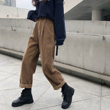 Aidase New  Autumn Corduroy Cargo Pants Elastic Waist Vintage Harajuku Korean Casual Trousers Female 90s Streetwear aidase-shop