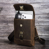 Aidase Crazy Horse Leather Crossbody Bag For Men Luxury Brand Small Shoulder Bags Fashion Male Messenger Bag For iPad aidase-shop